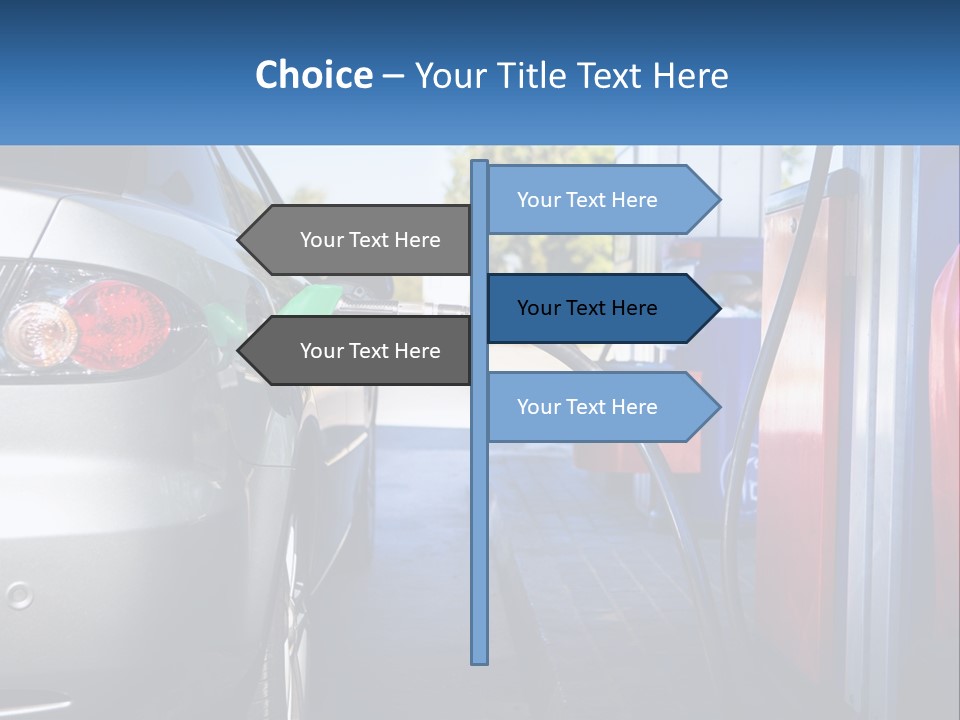 A Car Refueling At A Gas Station With A Gas Pump PowerPoint Template