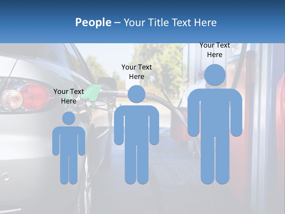 A Car Refueling At A Gas Station With A Gas Pump PowerPoint Template
