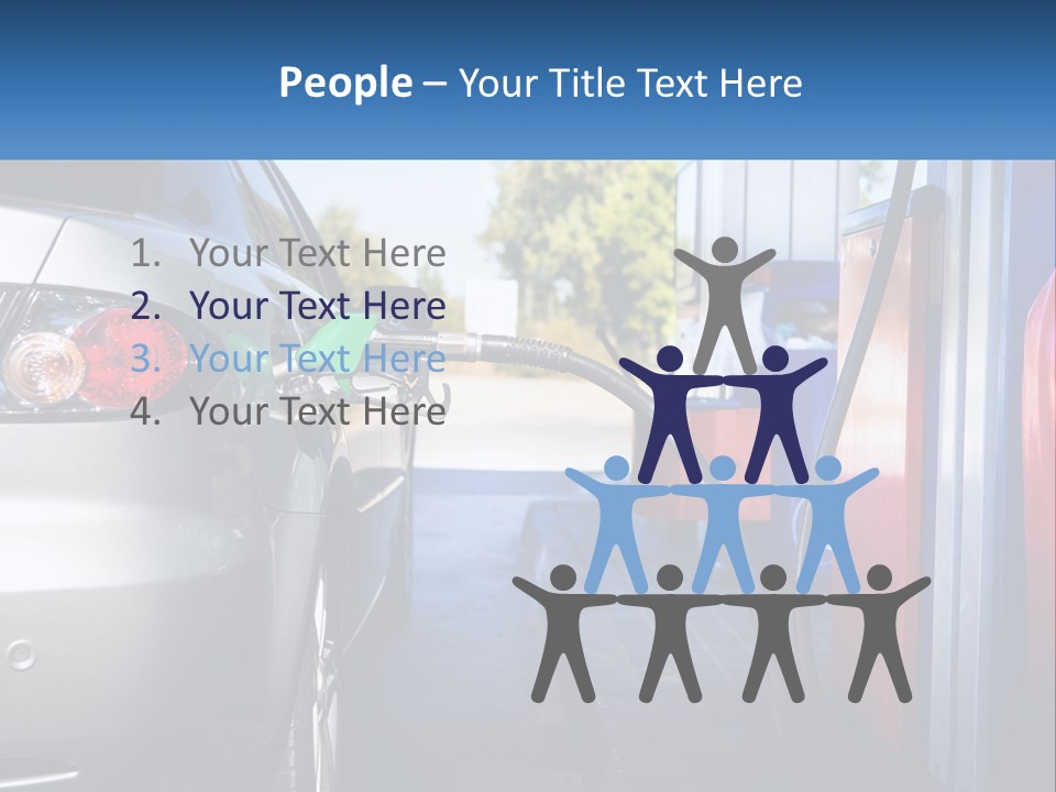 A Car Refueling At A Gas Station With A Gas Pump PowerPoint Template