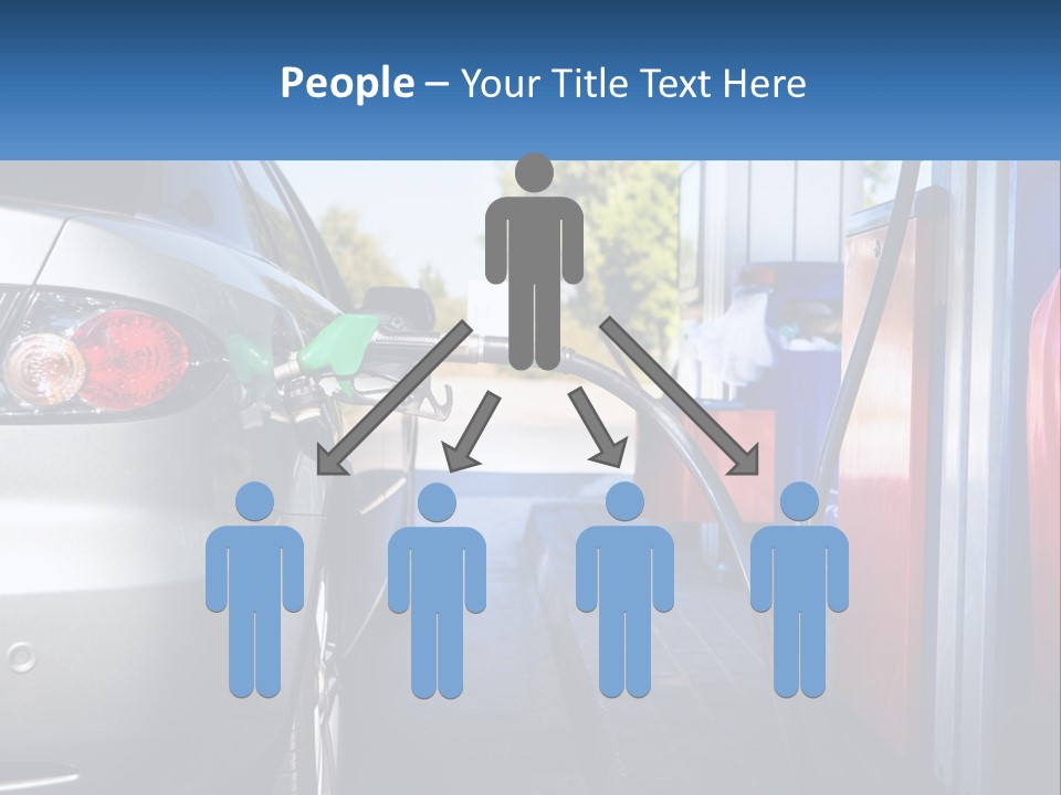 A Car Refueling At A Gas Station With A Gas Pump PowerPoint Template