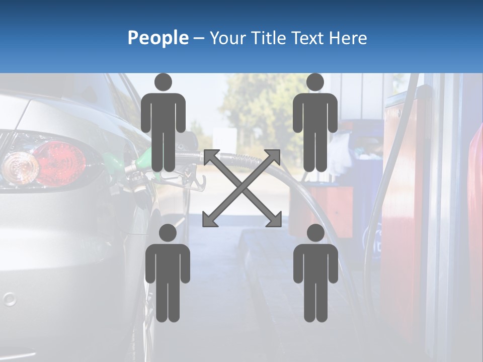 A Car Refueling At A Gas Station With A Gas Pump PowerPoint Template