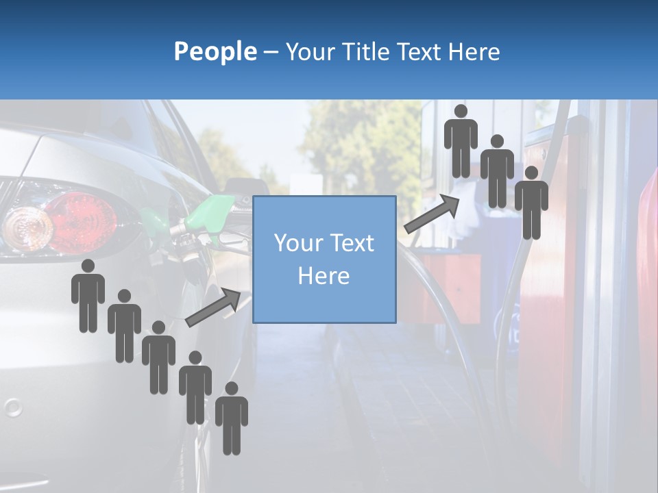 A Car Refueling At A Gas Station With A Gas Pump PowerPoint Template