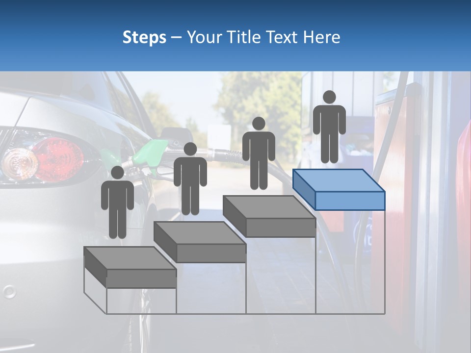 A Car Refueling At A Gas Station With A Gas Pump PowerPoint Template