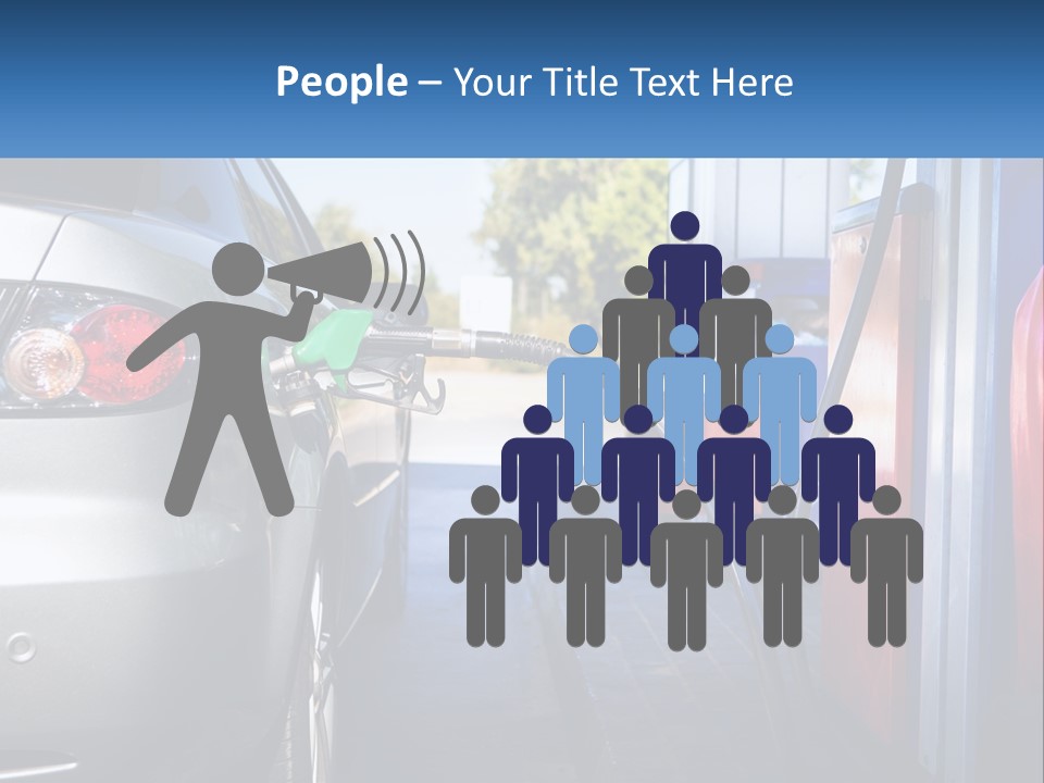 A Car Refueling At A Gas Station With A Gas Pump PowerPoint Template