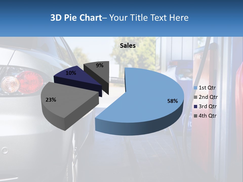 A Car Refueling At A Gas Station With A Gas Pump PowerPoint Template