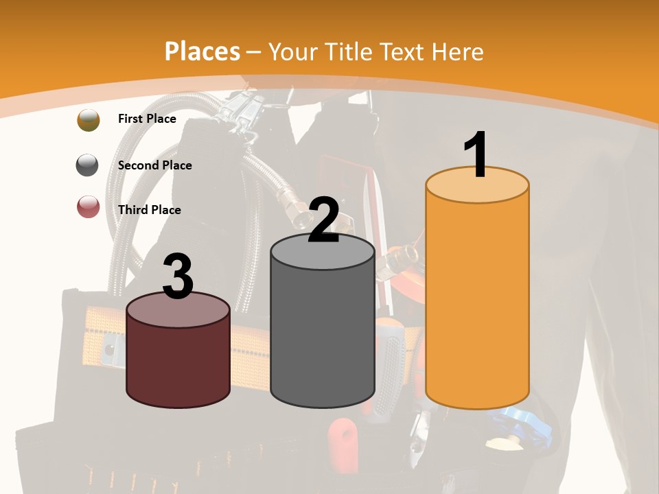 A Man Holding A Tool Belt With Tools In It PowerPoint Template