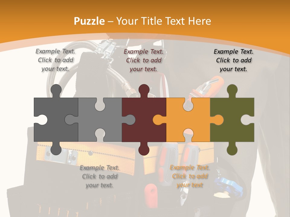 A Man Holding A Tool Belt With Tools In It PowerPoint Template