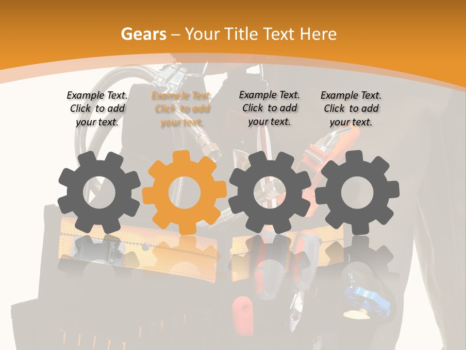 A Man Holding A Tool Belt With Tools In It PowerPoint Template