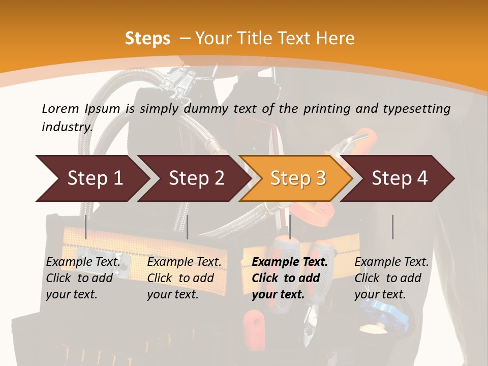 A Man Holding A Tool Belt With Tools In It PowerPoint Template