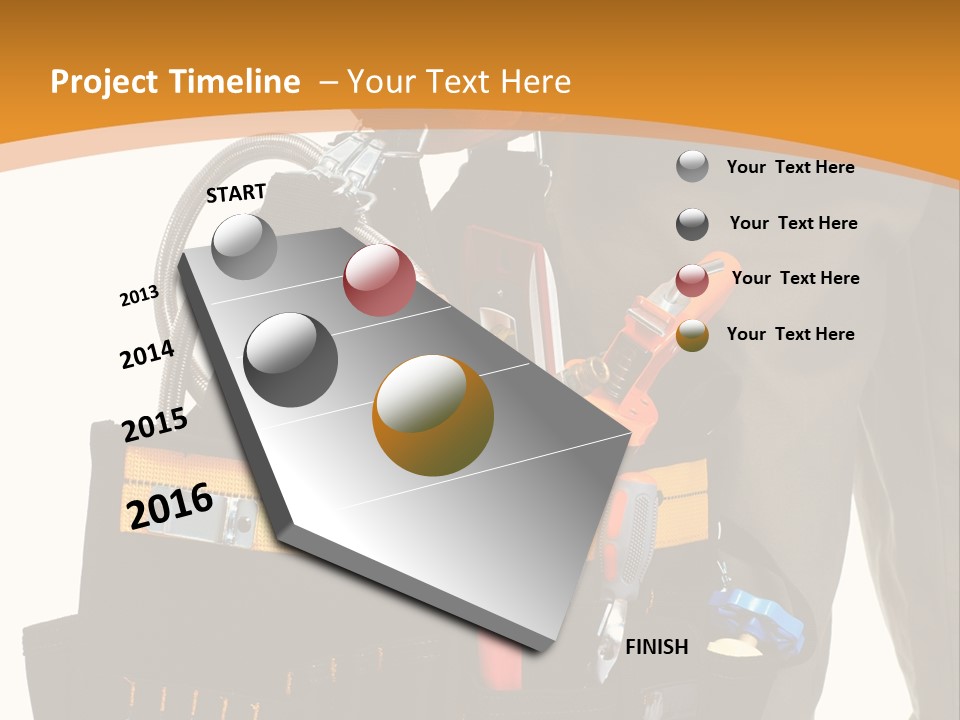 A Man Holding A Tool Belt With Tools In It PowerPoint Template