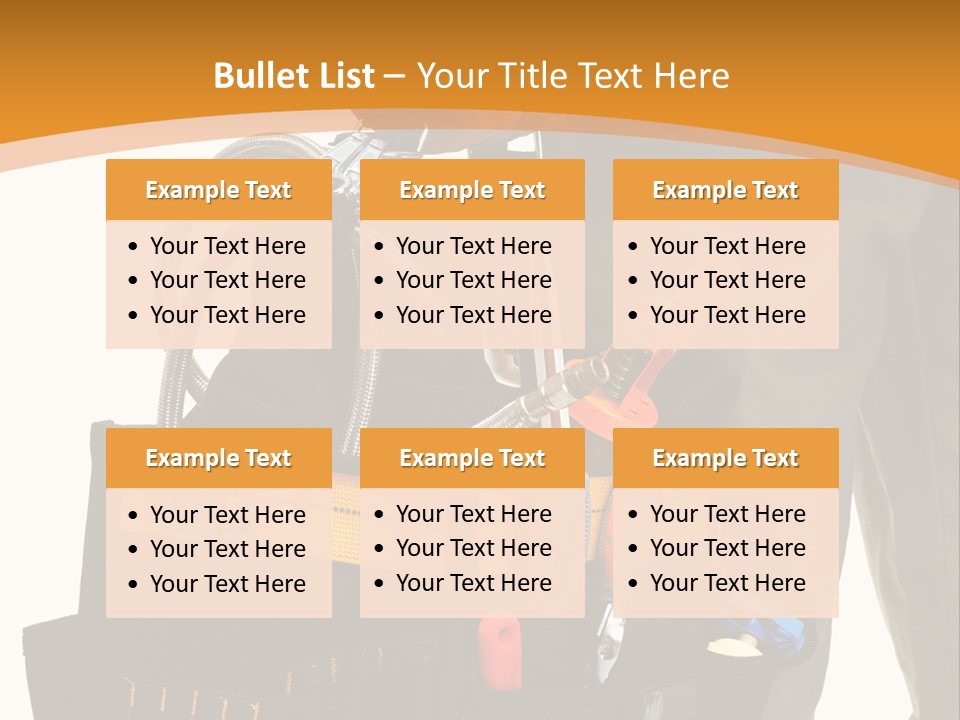 A Man Holding A Tool Belt With Tools In It PowerPoint Template