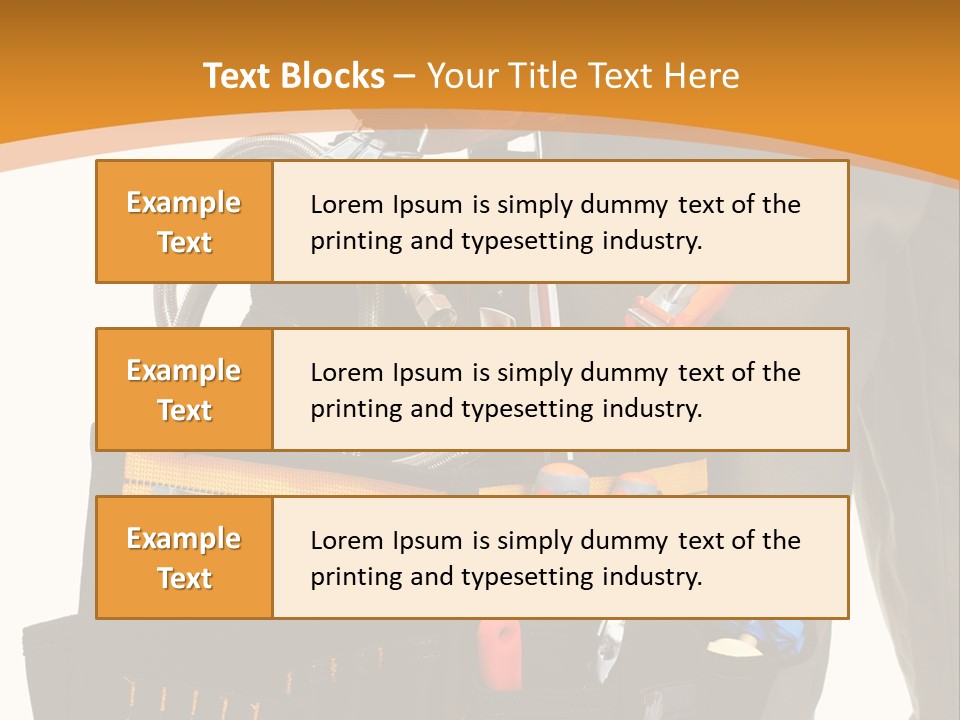 A Man Holding A Tool Belt With Tools In It PowerPoint Template