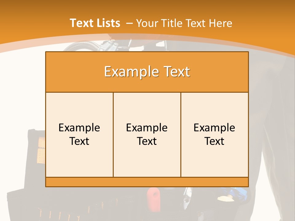 A Man Holding A Tool Belt With Tools In It PowerPoint Template