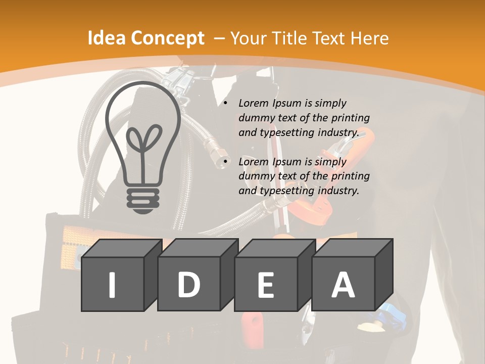 A Man Holding A Tool Belt With Tools In It PowerPoint Template