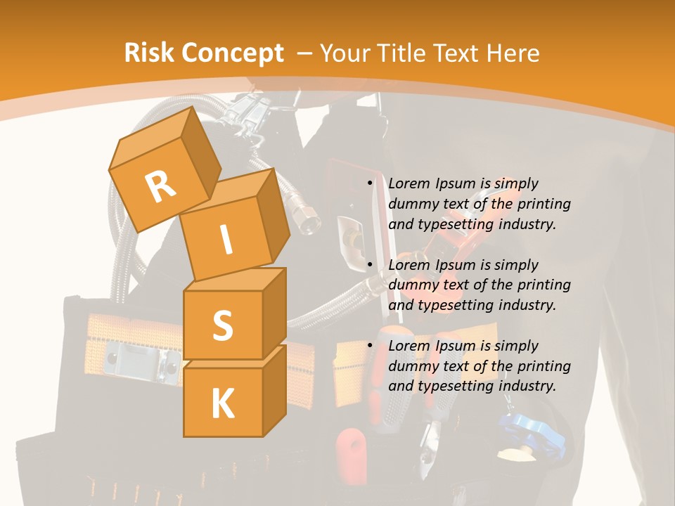 A Man Holding A Tool Belt With Tools In It PowerPoint Template