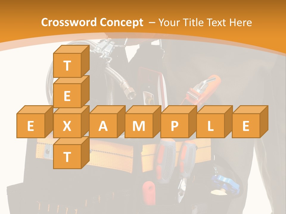 A Man Holding A Tool Belt With Tools In It PowerPoint Template