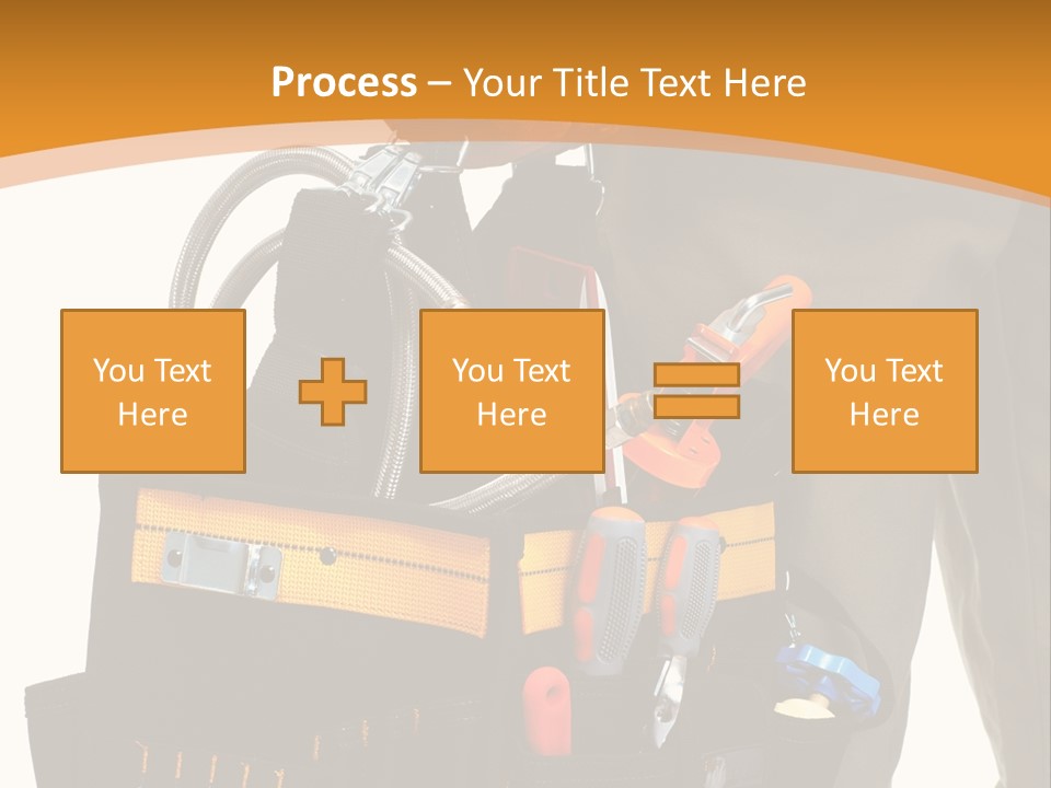 A Man Holding A Tool Belt With Tools In It PowerPoint Template
