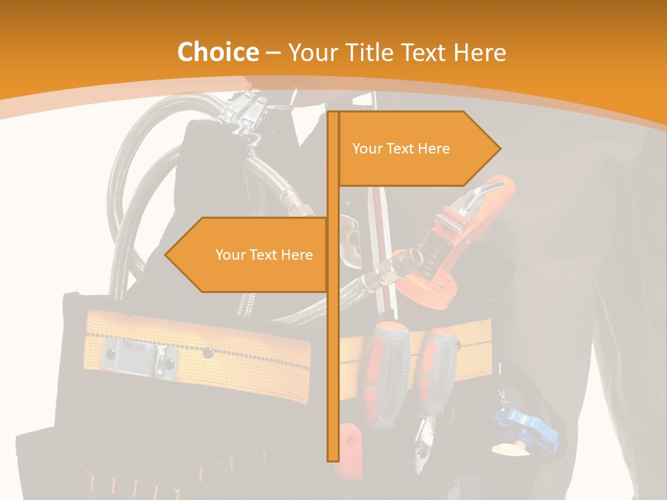 A Man Holding A Tool Belt With Tools In It PowerPoint Template