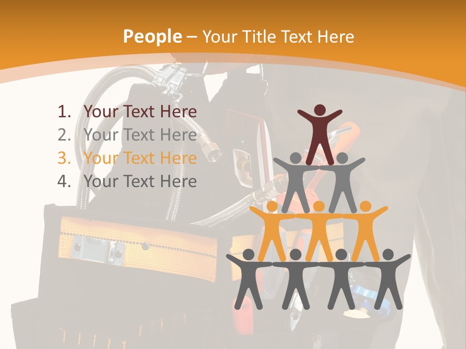 A Man Holding A Tool Belt With Tools In It PowerPoint Template