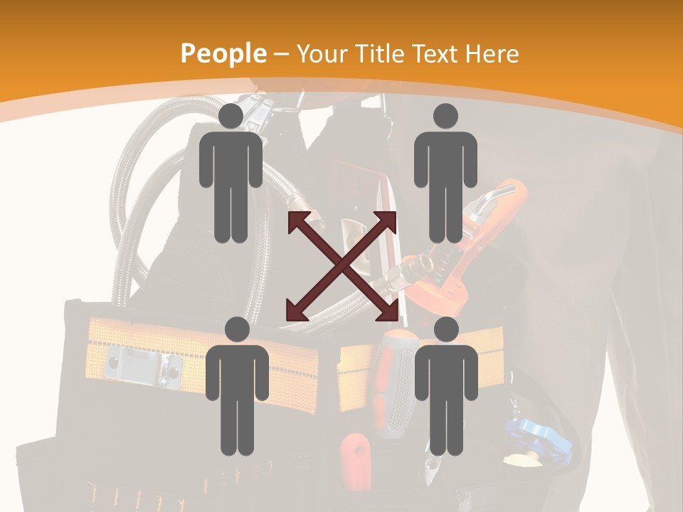 A Man Holding A Tool Belt With Tools In It PowerPoint Template