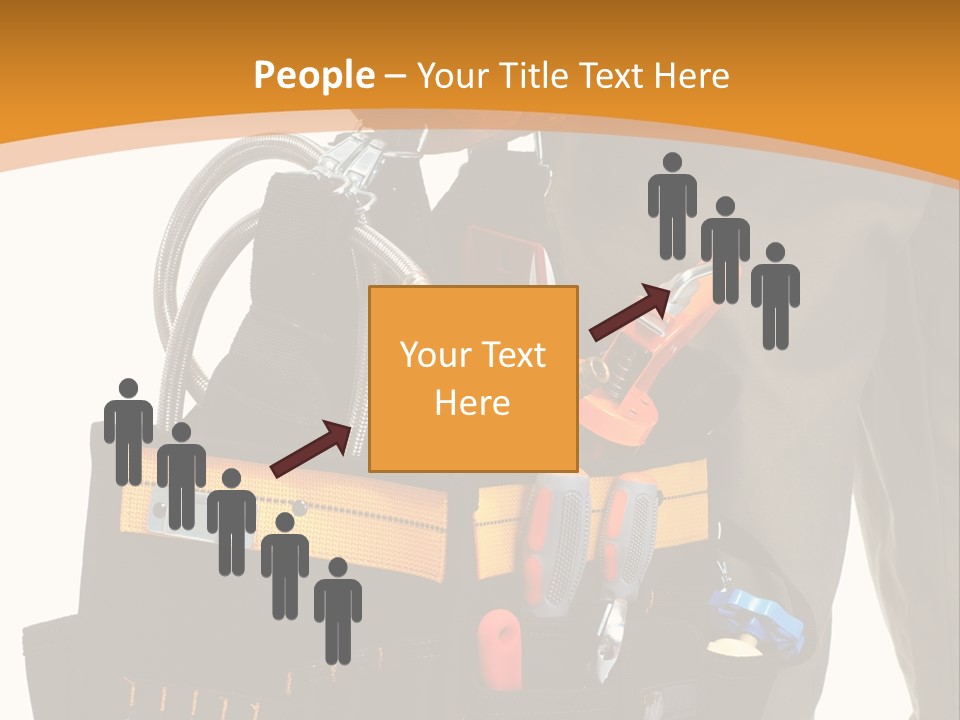 A Man Holding A Tool Belt With Tools In It PowerPoint Template
