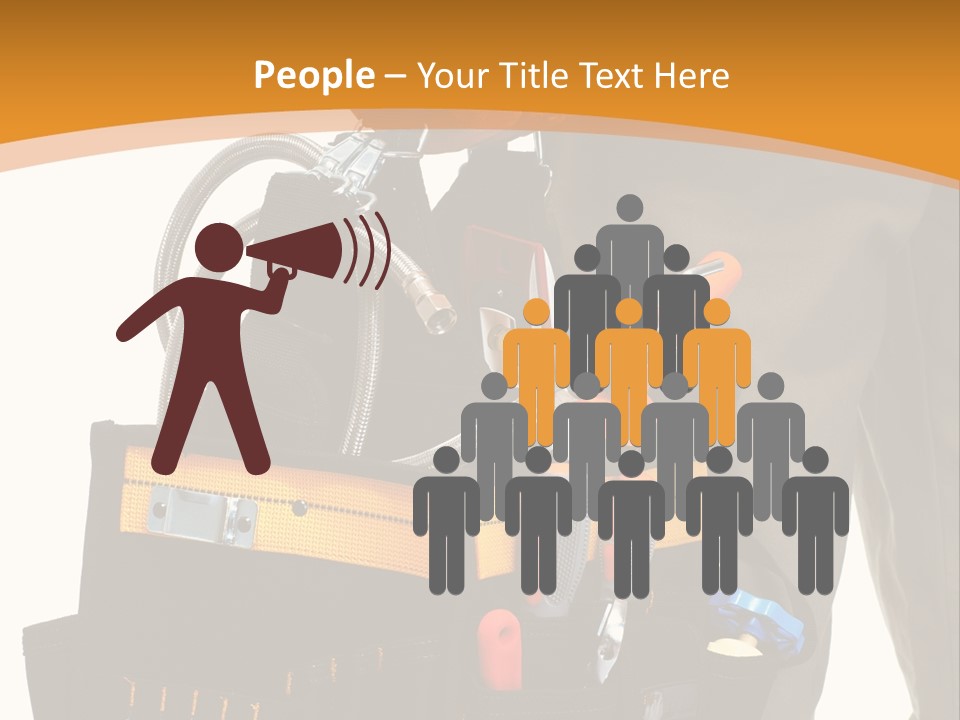 A Man Holding A Tool Belt With Tools In It PowerPoint Template