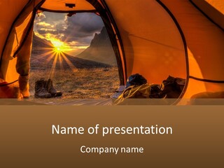 A Tent With The Sun Shining Through It PowerPoint Template