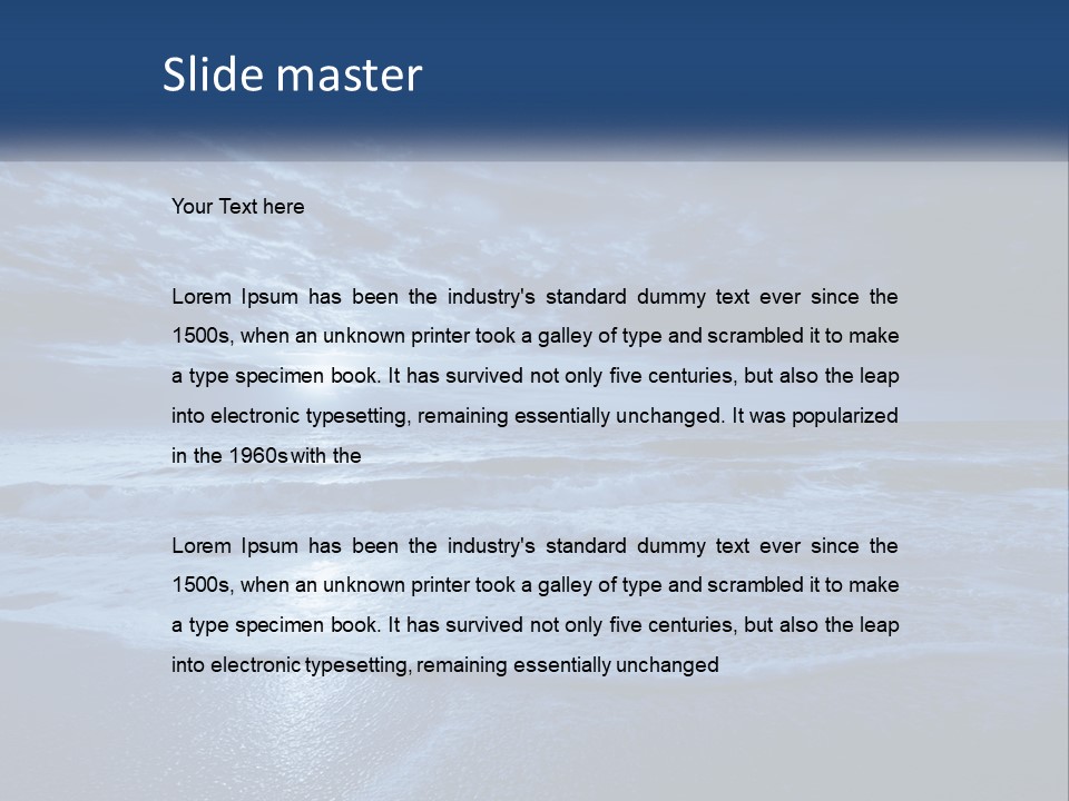 A Dark Blue Ocean With Waves And Clouds In The Background PowerPoint Template