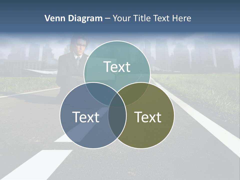 A Man Sitting On The Side Of A Road Holding A Laptop PowerPoint Template