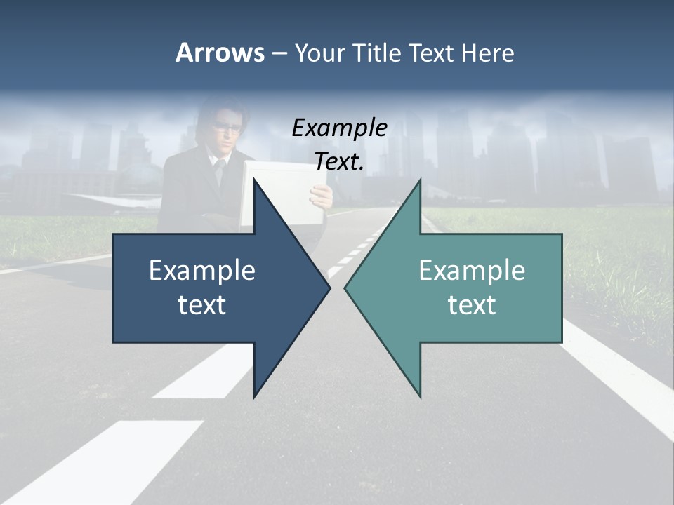 A Man Sitting On The Side Of A Road Holding A Laptop PowerPoint Template