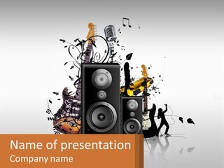 A Group Of Speakers With Music Notes On Them PowerPoint Template