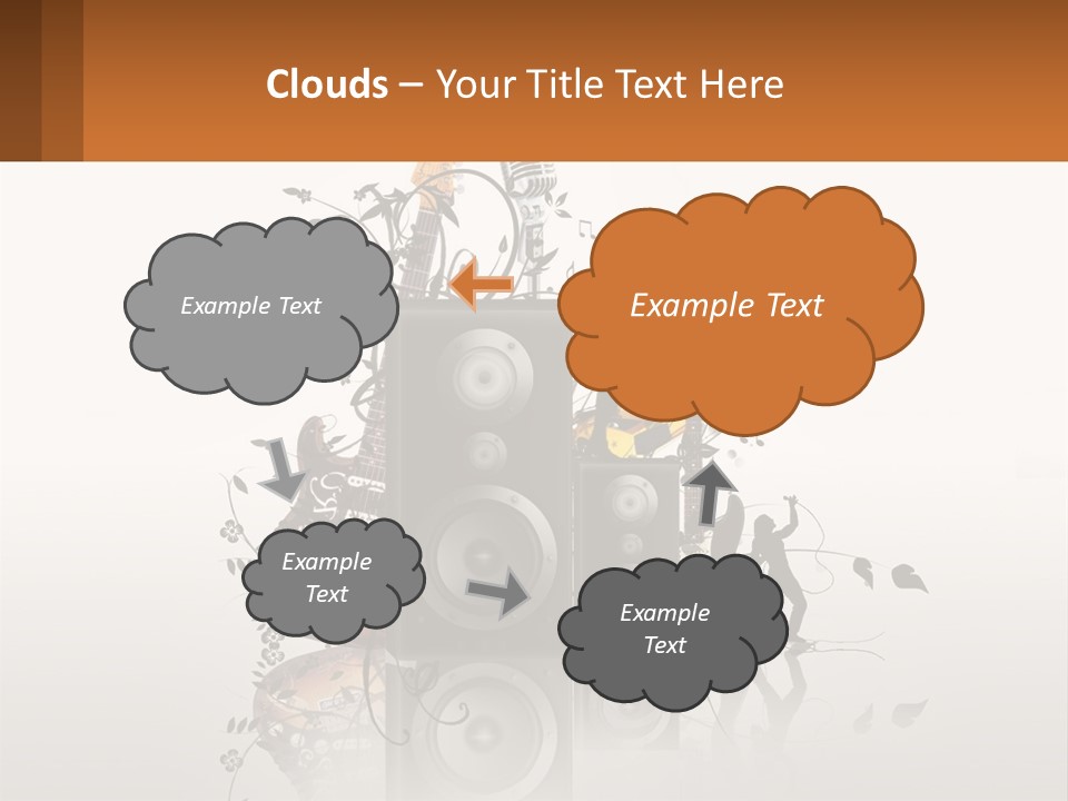 A Group Of Speakers With Music Notes On Them PowerPoint Template