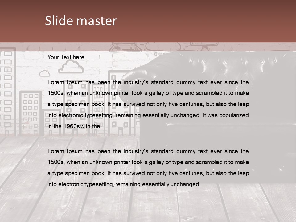 A Black Leather Chair Sitting In Front Of A Brick Wall PowerPoint Template