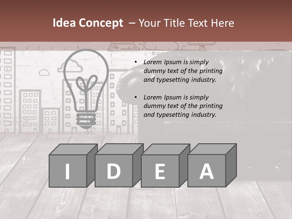 A Black Leather Chair Sitting In Front Of A Brick Wall PowerPoint Template