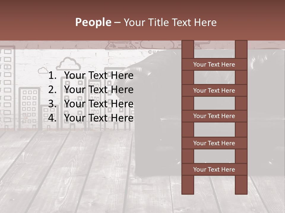 A Black Leather Chair Sitting In Front Of A Brick Wall PowerPoint Template