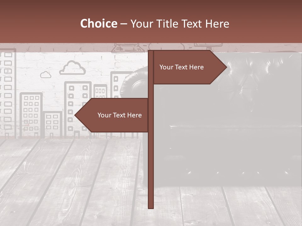 A Black Leather Chair Sitting In Front Of A Brick Wall PowerPoint Template