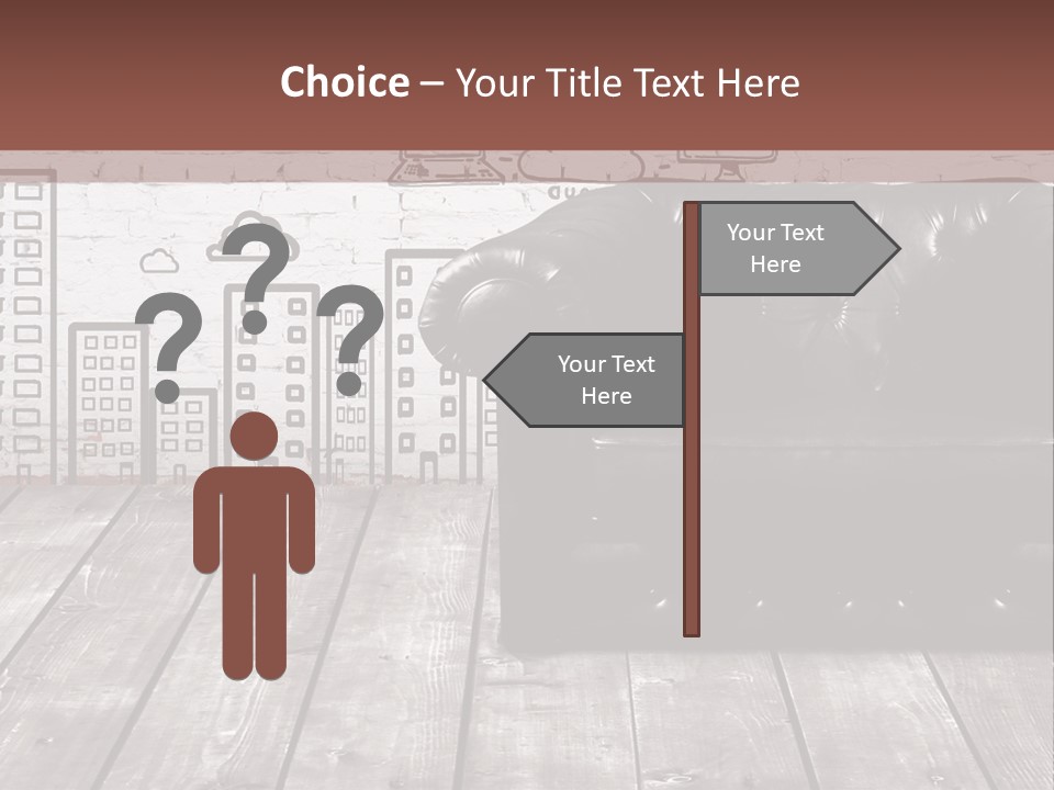 A Black Leather Chair Sitting In Front Of A Brick Wall PowerPoint Template