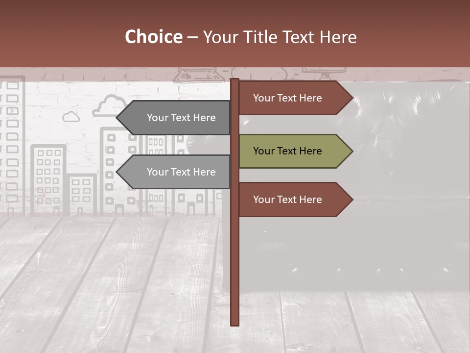 A Black Leather Chair Sitting In Front Of A Brick Wall PowerPoint Template