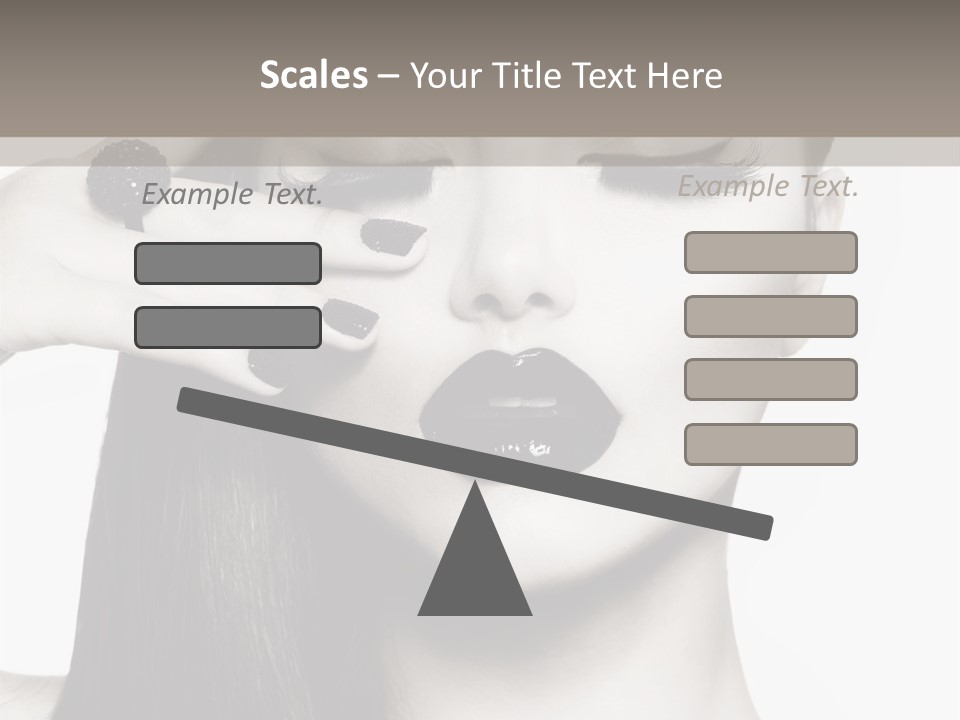 A Woman With Long Hair And Black Lipstick On Her Face PowerPoint Template