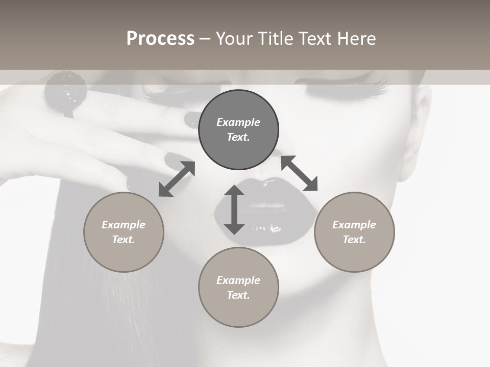 A Woman With Long Hair And Black Lipstick On Her Face PowerPoint Template