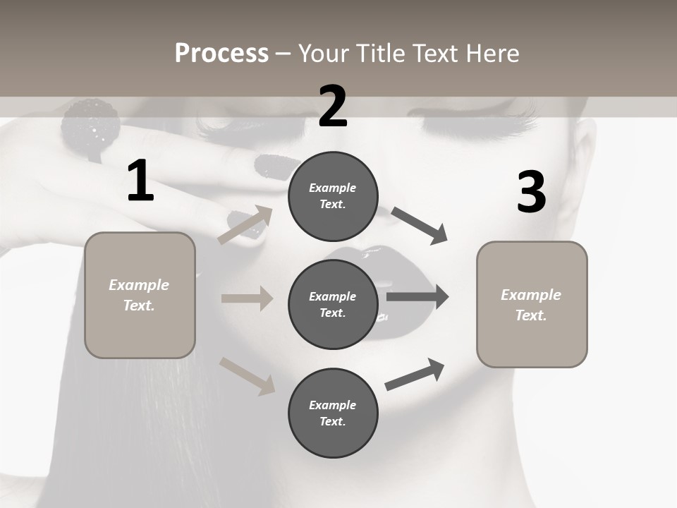 A Woman With Long Hair And Black Lipstick On Her Face PowerPoint Template