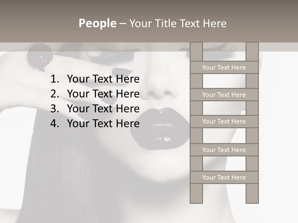 A Woman With Long Hair And Black Lipstick On Her Face PowerPoint Template