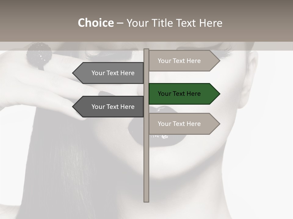 A Woman With Long Hair And Black Lipstick On Her Face PowerPoint Template