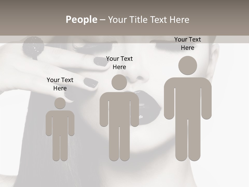 A Woman With Long Hair And Black Lipstick On Her Face PowerPoint Template