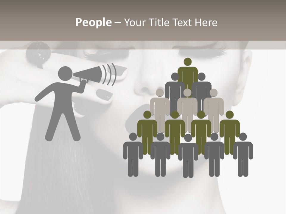 A Woman With Long Hair And Black Lipstick On Her Face PowerPoint Template