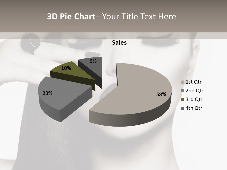 A Woman With Long Hair And Black Lipstick On Her Face PowerPoint Template