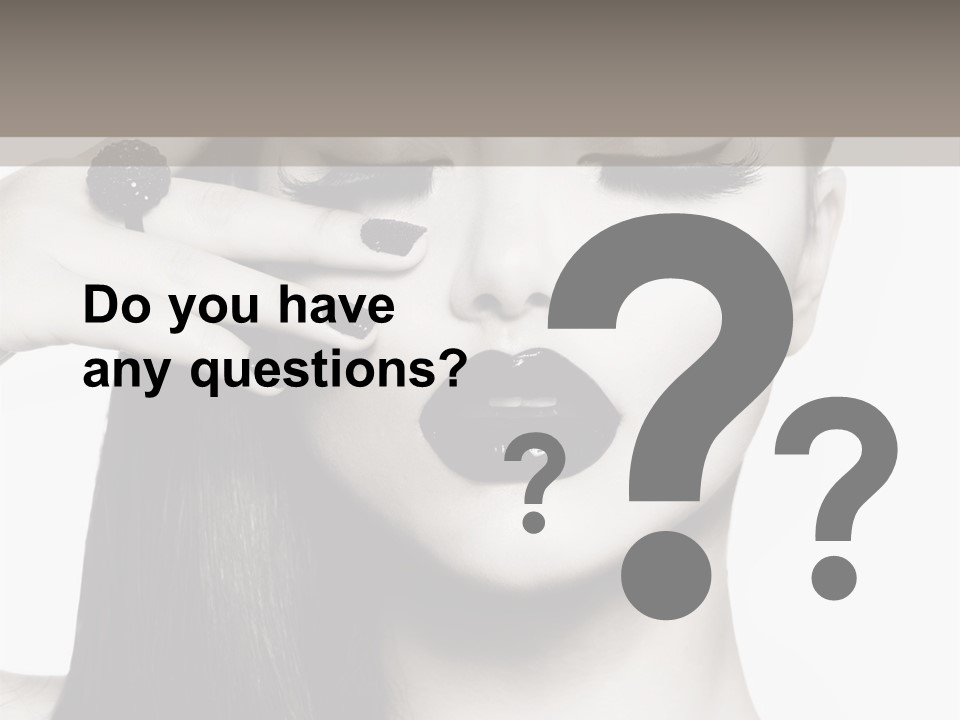 A Woman With Long Hair And Black Lipstick On Her Face PowerPoint Template