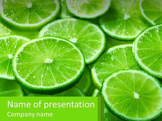 A Group Of Limes With Water Droplets On Them PowerPoint Template