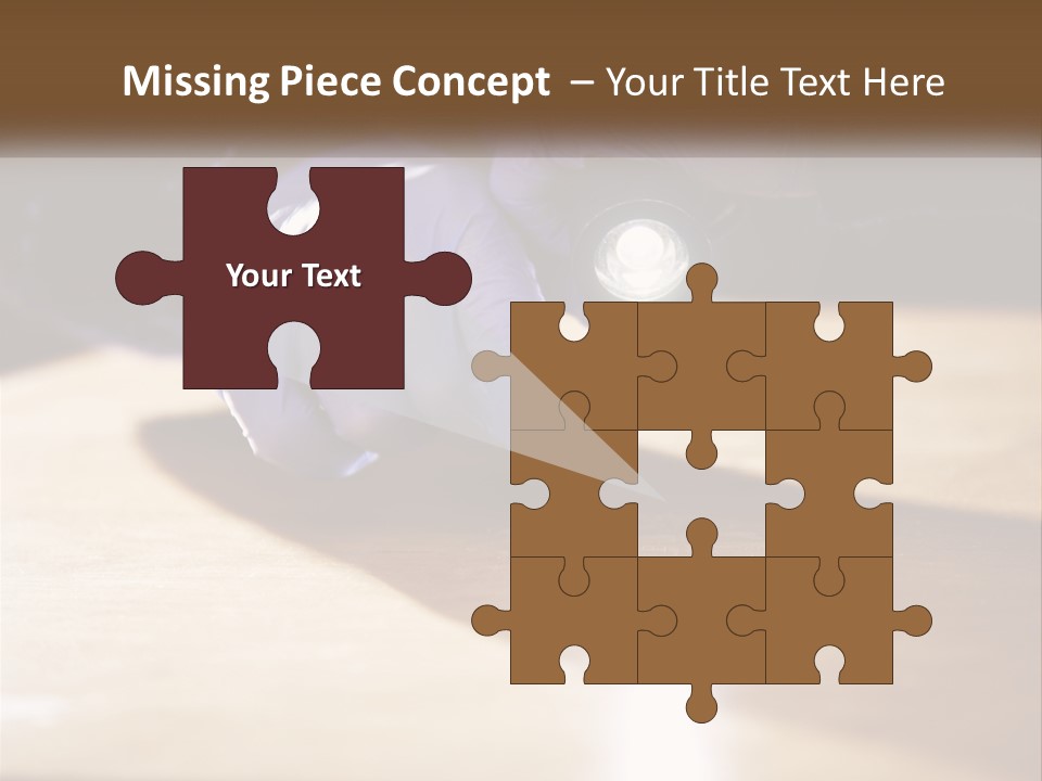 A Person Holding A Flashlight On Top Of A Wooden Table PowerPoint Template