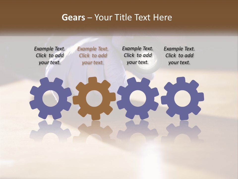 A Person Holding A Flashlight On Top Of A Wooden Table PowerPoint Template